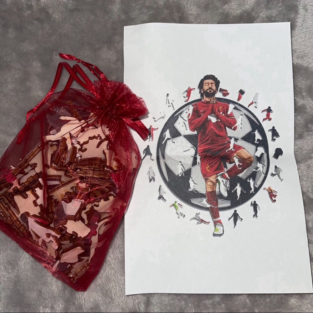 MOHAMED SALAH Unique Irregular Shape Sports Stars 3D Wooden Jigsaw Puzzle